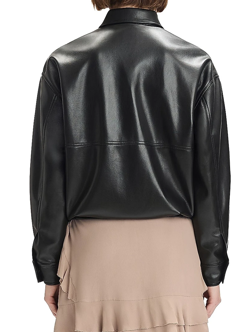 The Beacon Faux-Leather Button-Front Jacket