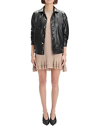 The Beacon Faux-Leather Button-Front Jacket