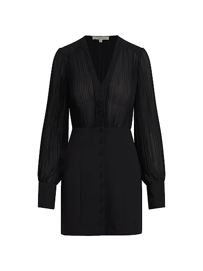 The Change Me Pleated V-Neck Minidress