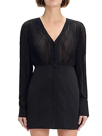 The Change Me Pleated V-Neck Minidress