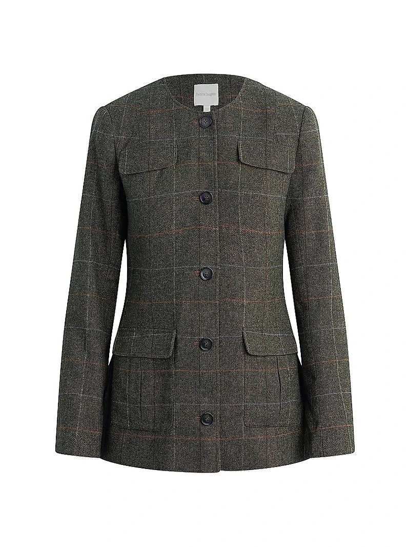 The Spencer Plaid Collarless Jacket