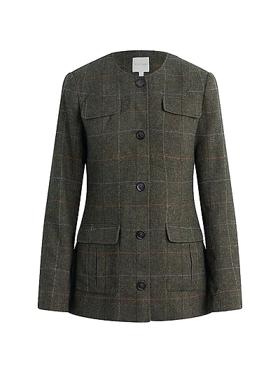 The Spencer Plaid Collarless Jacket