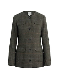 The Spencer Plaid Collarless Jacket