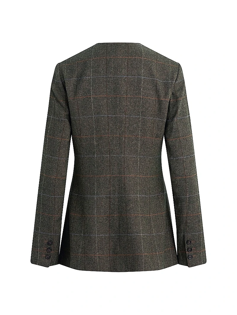 The Spencer Plaid Collarless Jacket