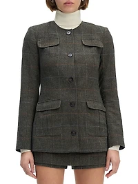 The Spencer Plaid Collarless Jacket