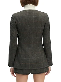 The Spencer Plaid Collarless Jacket