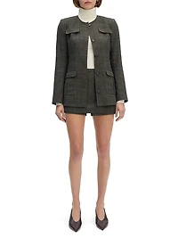 The Spencer Plaid Collarless Jacket
