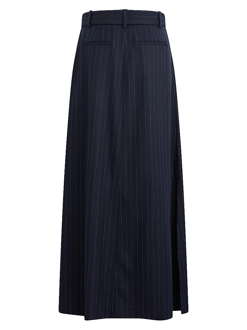 The Gabby Pinstriped Belted Maxi Skirt