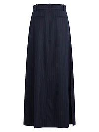 The Gabby Pinstriped Belted Maxi Skirt