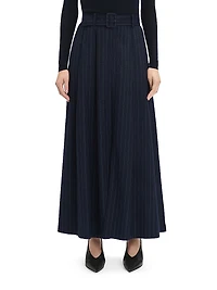 The Gabby Pinstriped Belted Maxi Skirt