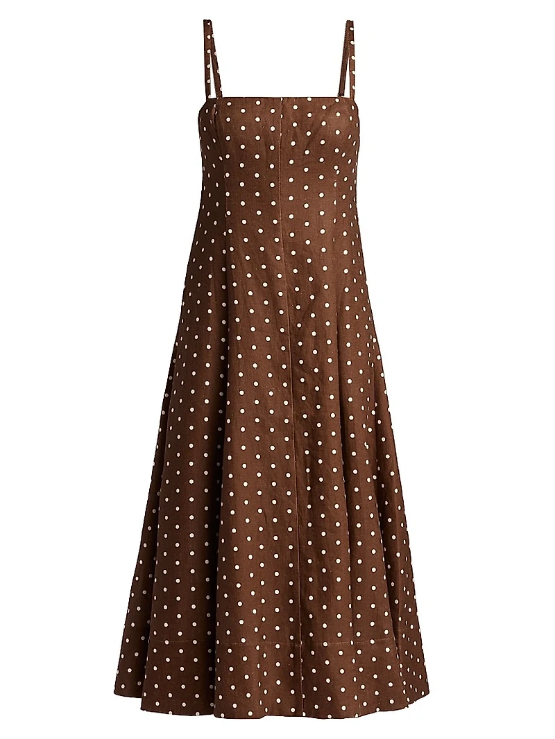 Gimlet Polka Dot Linen Midi-Dress