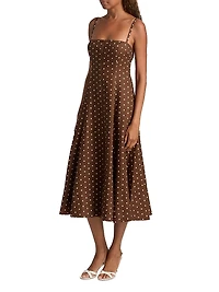 Gimlet Polka Dot Linen Midi-Dress