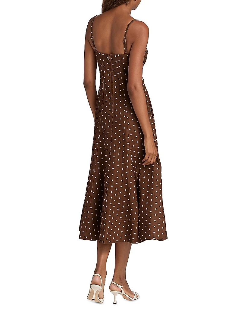 Gimlet Polka Dot Linen Midi-Dress