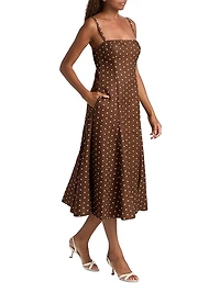 Gimlet Polka Dot Linen Midi-Dress