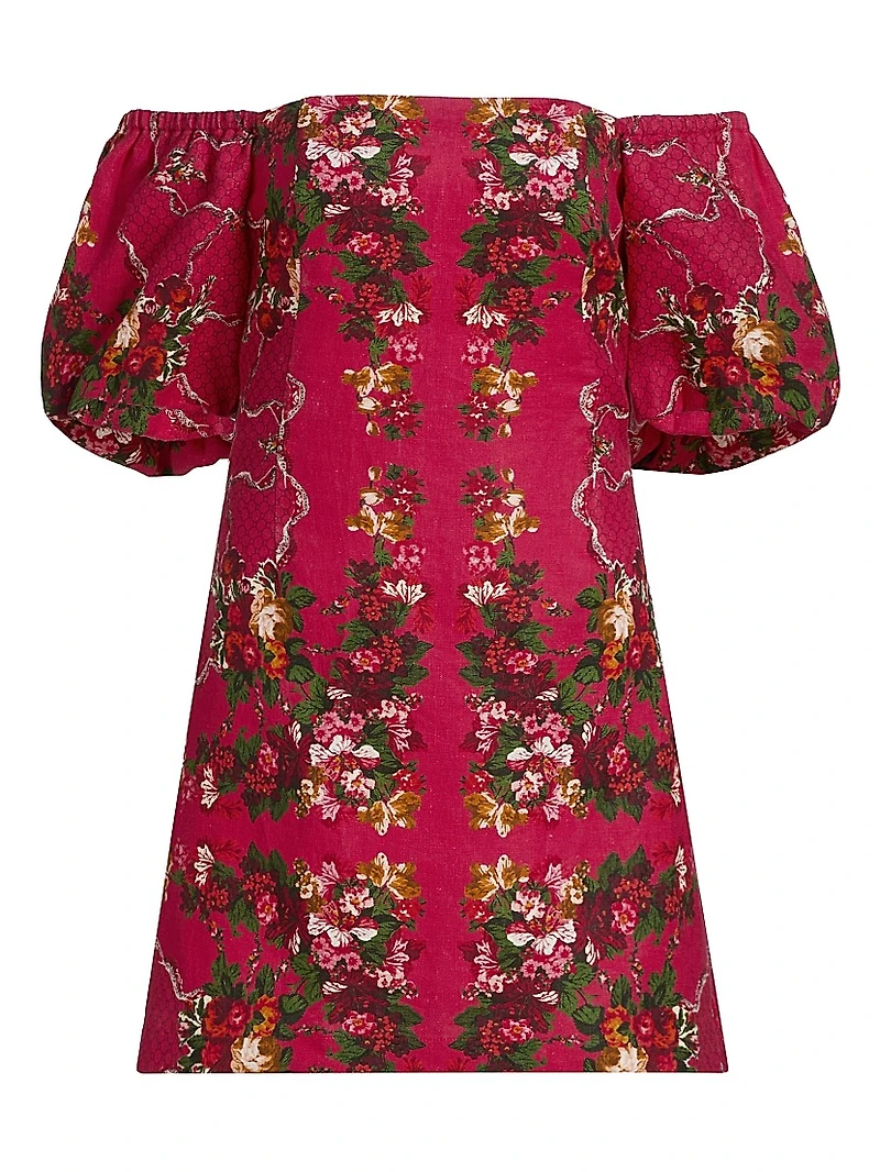Tully Floral Linen Off-the-Shoulder Minidress