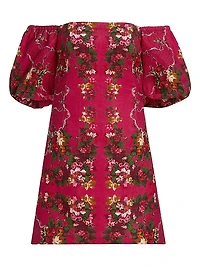 Tully Floral Linen Off-the-Shoulder Minidress