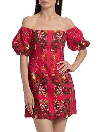 Tully Floral Linen Off-the-Shoulder Minidress