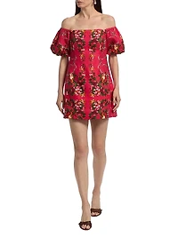 Tully Floral Linen Off-the-Shoulder Minidress