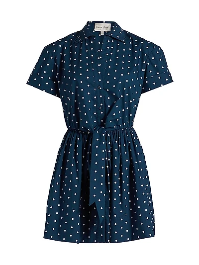 Asbury Polka Dot Cotton Poplin Mini Shirtdress