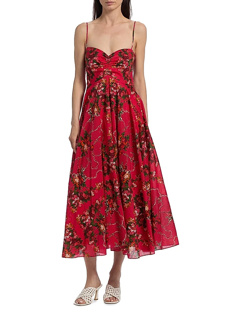 Sunray Floral Cotton Midi-Dress
