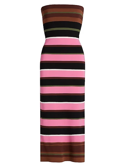 Mesa Striped Strapless Midi-Dress