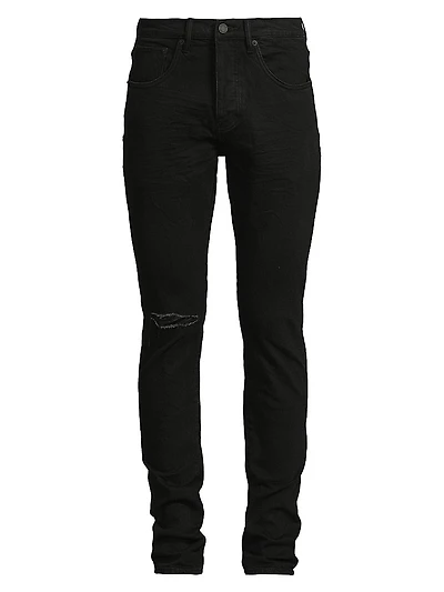 P002 Knee Slit Rinse Slim Jeans