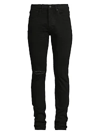 P002 Knee Slit Rinse Slim Jeans
