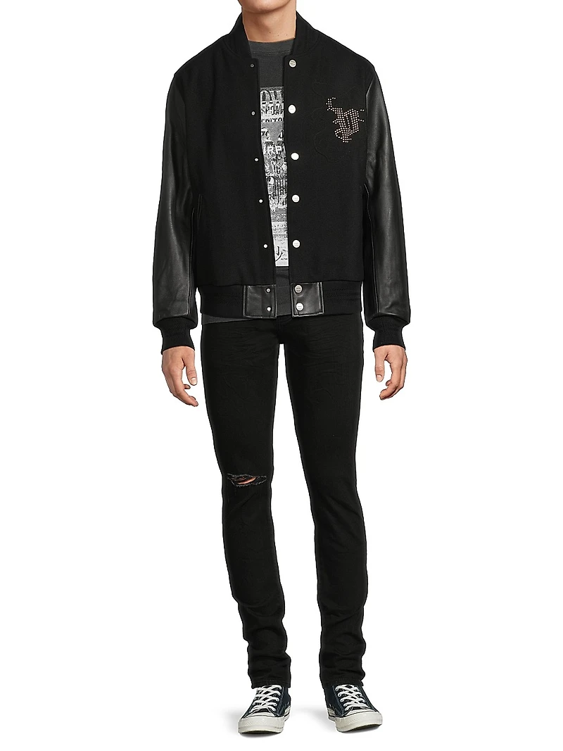 P002 Knee Slit Rinse Slim Jeans