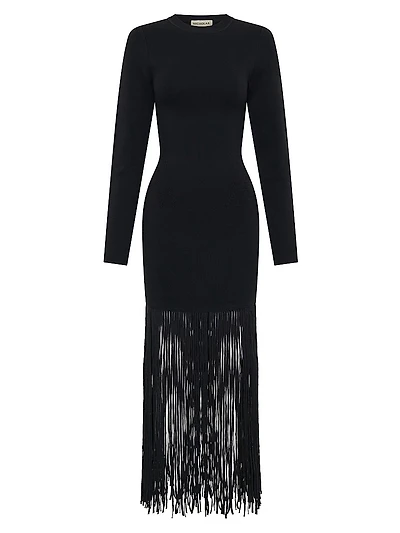 Fiorella Fringe-Trimmed Bodycon Dress