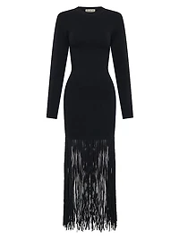 Fiorella Fringe-Trimmed Bodycon Dress