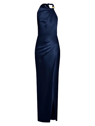 Galilea Satin Draped Maxi Dress