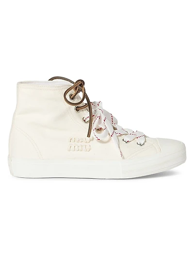 Washed Denim High-Top Sneakers