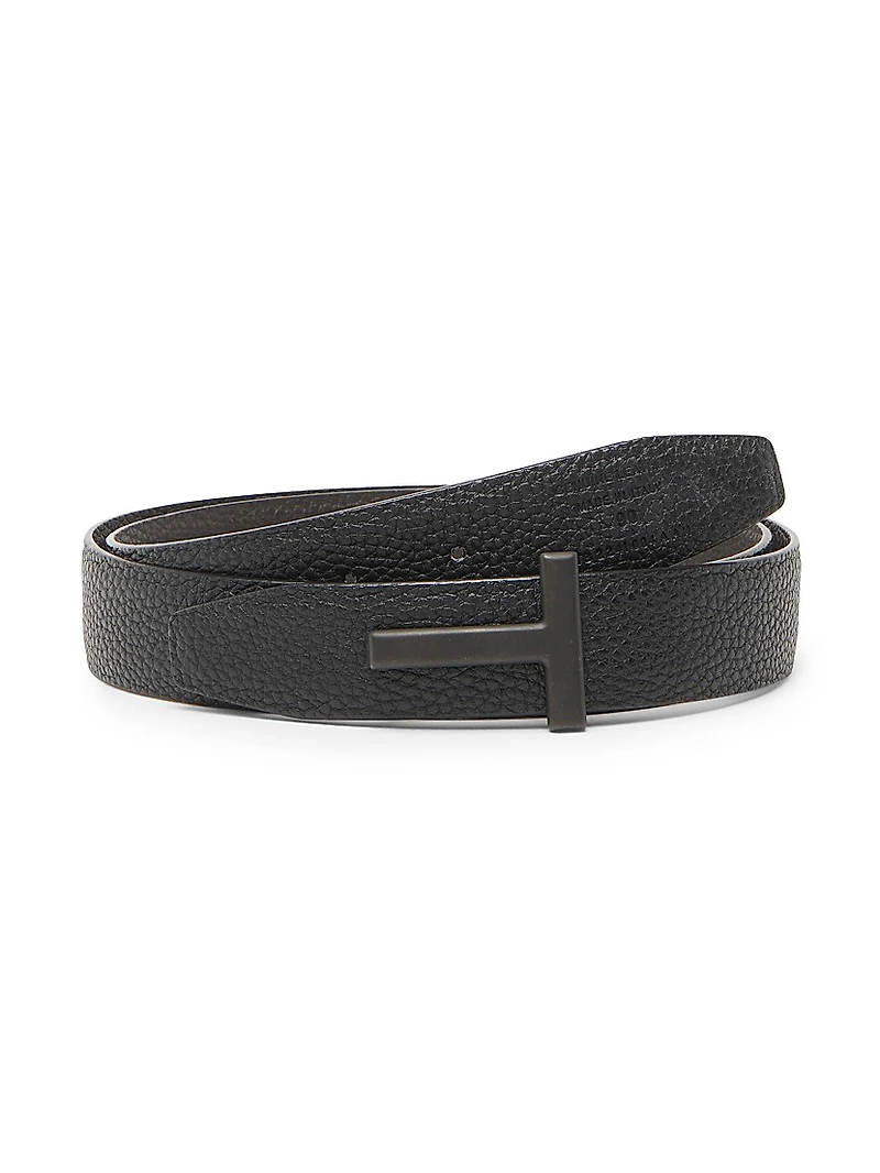 Leather Reversible T-Buckle Belt