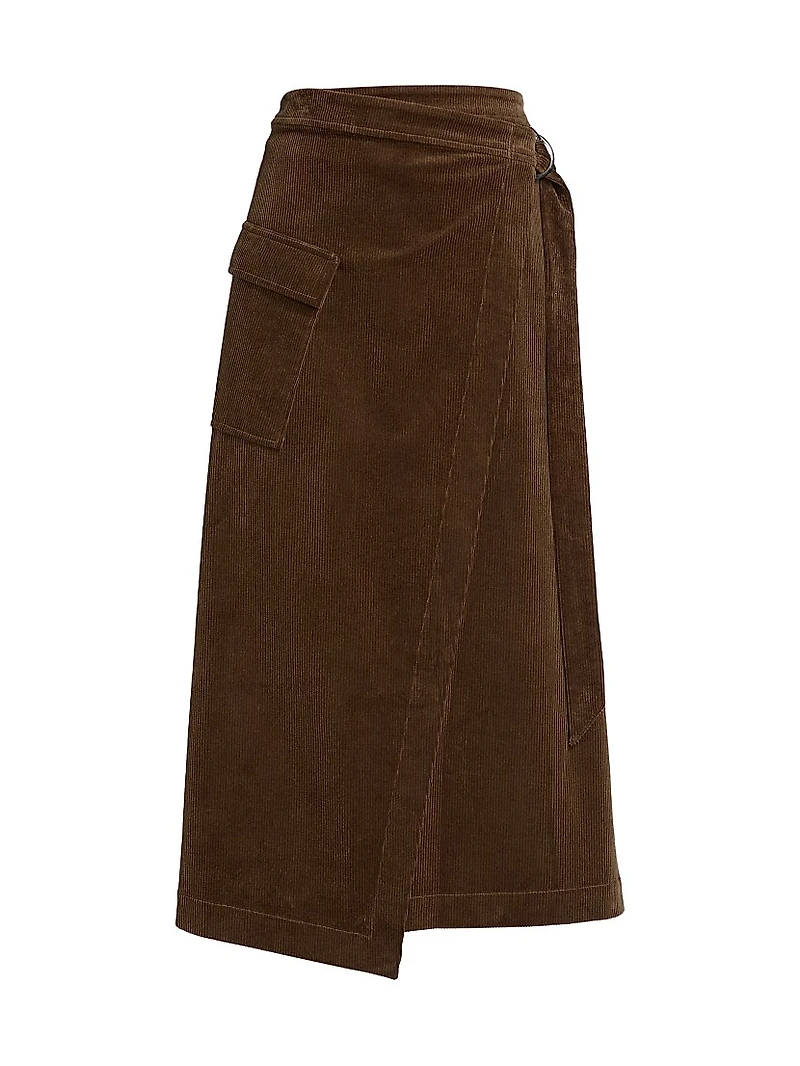 Graciels Stretch Corduroy Wrap Midi-Skirt
