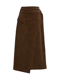 Graciels Stretch Corduroy Wrap Midi-Skirt
