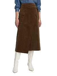 Graciels Stretch Corduroy Wrap Midi-Skirt