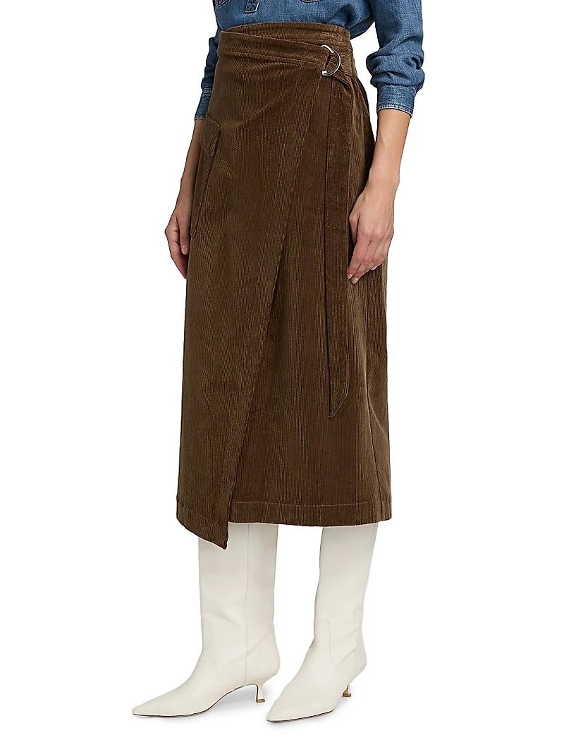 Graciels Stretch Corduroy Wrap Midi-Skirt