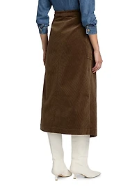 Graciels Stretch Corduroy Wrap Midi-Skirt