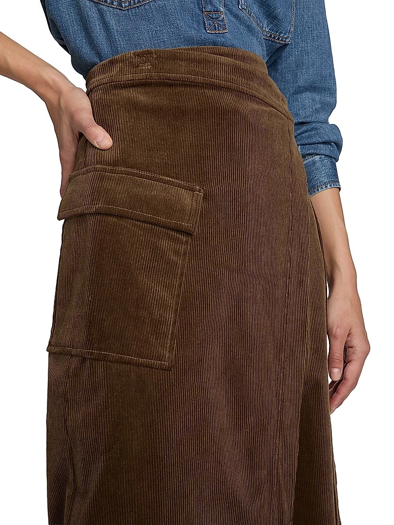 Graciels Stretch Corduroy Wrap Midi-Skirt