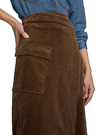 Graciels Stretch Corduroy Wrap Midi-Skirt