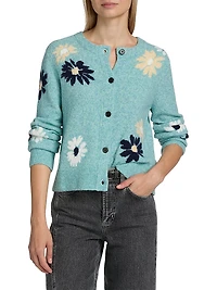 Millie Floral-Intarsia Wool-Blend Cardigan