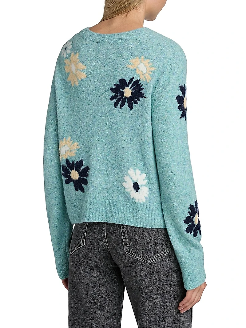 Millie Floral-Intarsia Wool-Blend Cardigan