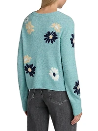 Millie Floral-Intarsia Wool-Blend Cardigan