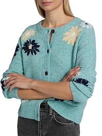 Millie Floral-Intarsia Wool-Blend Cardigan