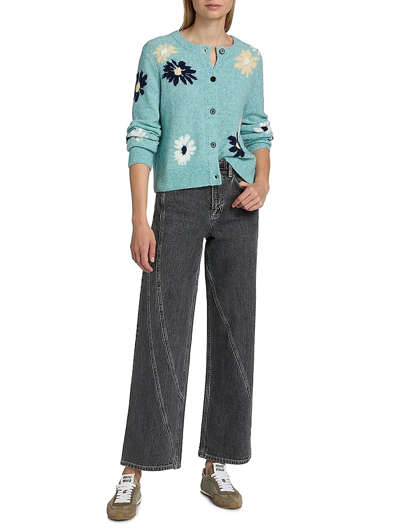 Millie Floral-Intarsia Wool-Blend Cardigan