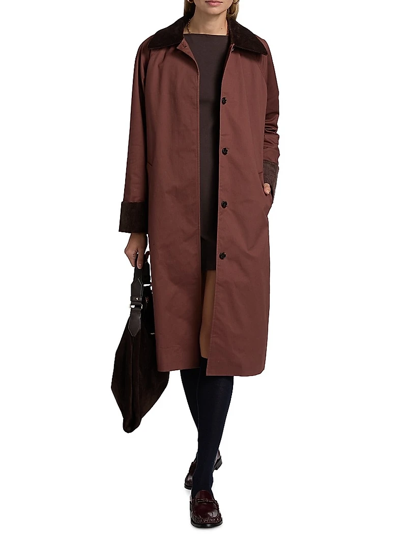 Levy Corduroy-Trimmed Long Coat