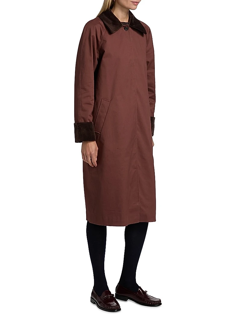Levy Corduroy-Trimmed Long Coat