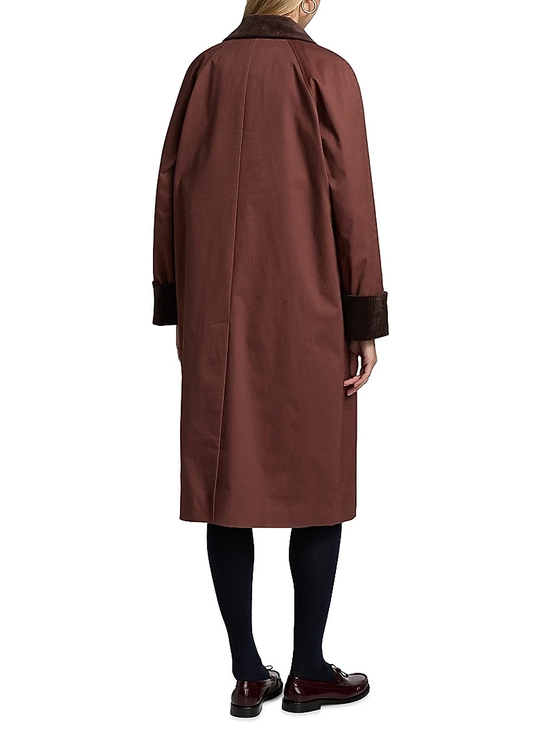 Levy Corduroy-Trimmed Long Coat