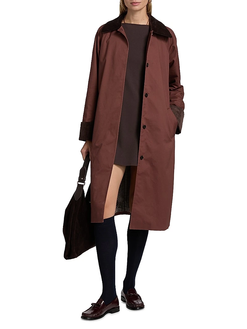 Levy Corduroy-Trimmed Long Coat
