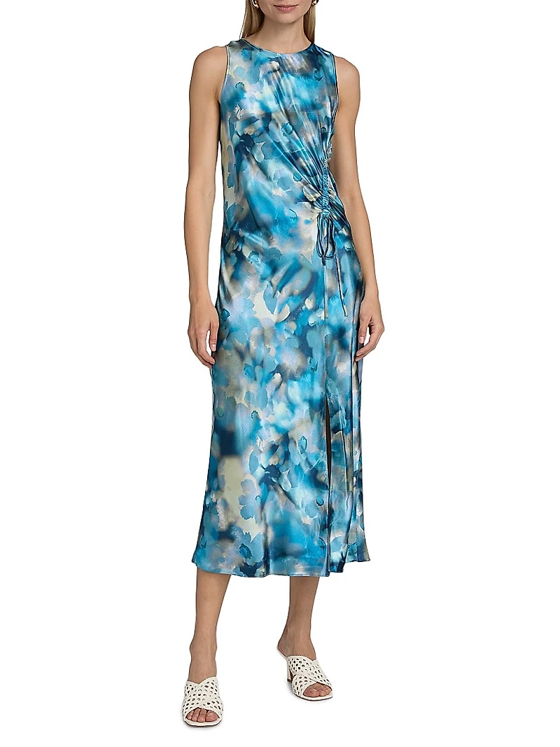 Gabriella Watercolor Sleeveless Midi-Dress